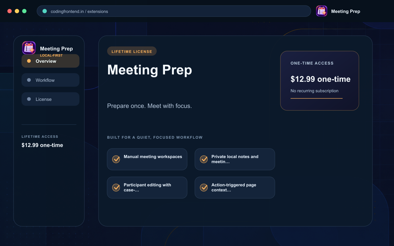 Meeting Preparation Workspace screenshot 1