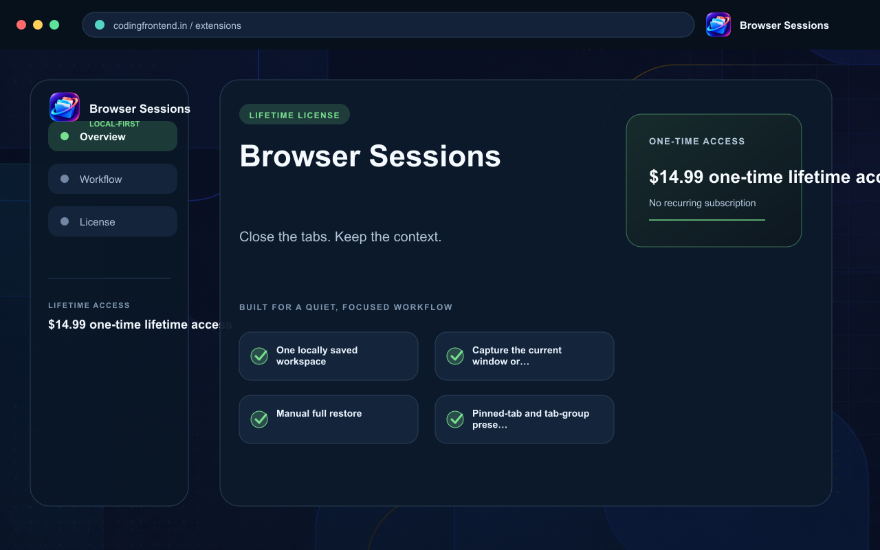 Project Browser Sessions screenshot 1