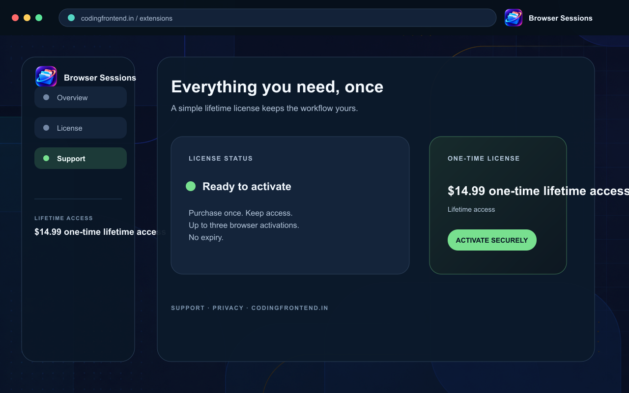 Project Browser Sessions screenshot 3